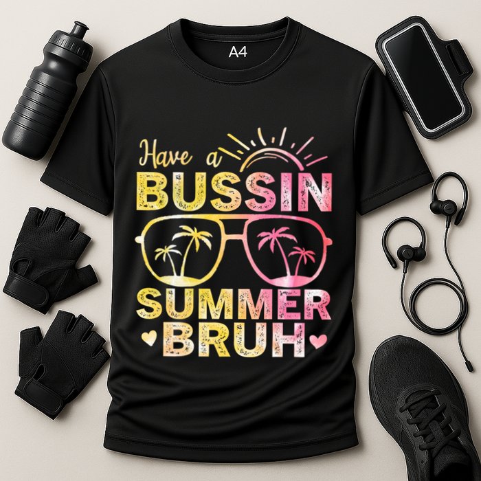 Funny Summer Out Of School Quote Have A Bussin Summer Bruh Cool Gift Cooling Performance Crew T-Shirt