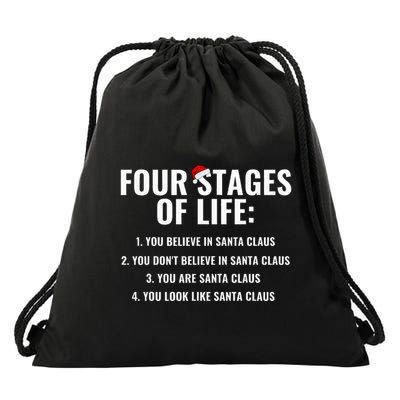 Four Stages of life Santa Claus Humor Meme xmas Drawstring Bag
