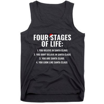 Four Stages of life Santa Claus Humor Meme xmas Tank Top