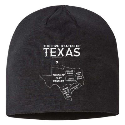 Five States Of Texas Funny Maps Of Dallas Houston Austin Sustainable Beanie