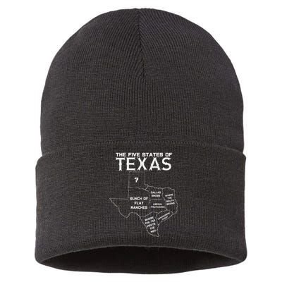 Five States Of Texas Funny Maps Of Dallas Houston Austin Sustainable Knit Beanie