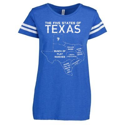 Five States Of Texas Funny Maps Of Dallas Houston Austin Enza Ladies Jersey Football T-Shirt