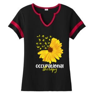 Funny Sunflower Occupational Therapy Month Ot Therapist Gift Ladies Halftime Notch Neck Tee