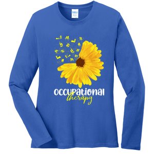 Funny Sunflower Occupational Therapy Month Ot Therapist Gift Ladies Long Sleeve Shirt