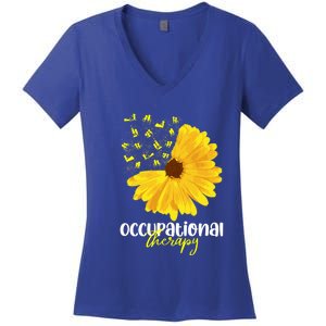 Funny Sunflower Occupational Therapy Month Ot Therapist Gift Women's V-Neck T-Shirt