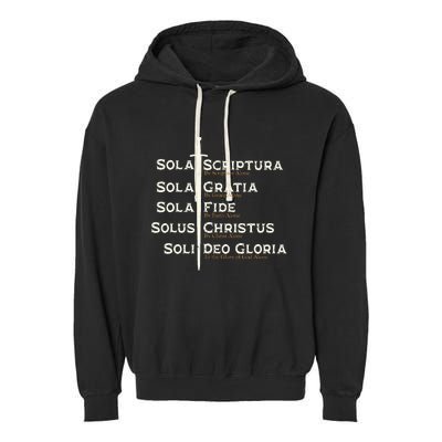 Five Solas Of The Reformation S Reformed Theology Bible Garment-Dyed Fleece Hoodie