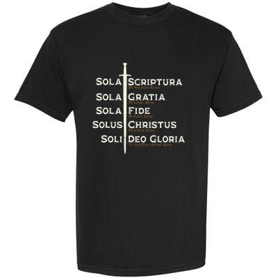 Five Solas Of The Reformation S Reformed Theology Bible Garment-Dyed Heavyweight T-Shirt