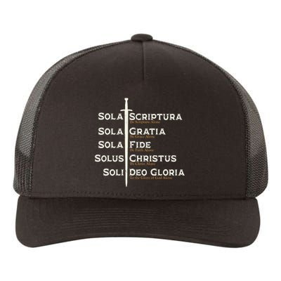 Five Solas Of The Reformation S Reformed Theology Bible Yupoong Adult 5-Panel Trucker Hat