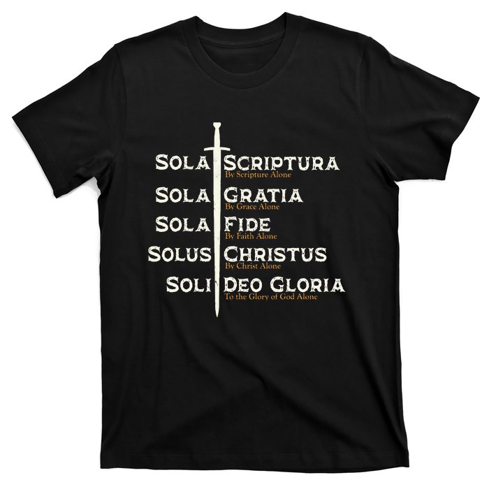 Five Solas Of The Reformation S Reformed Theology Bible T-Shirt