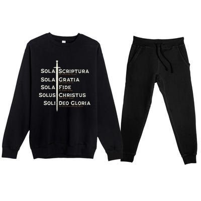 Five Solas Of The Reformation S Reformed Theology Bible Premium Crewneck Sweatsuit Set