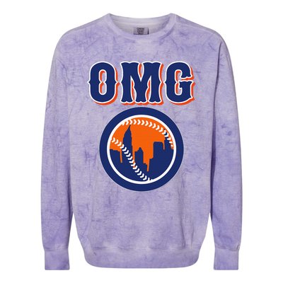 Funny Says Omg Baseball Lovers Omg Baseball Colorblast Crewneck Sweatshirt