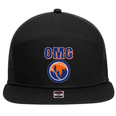 Funny Says Omg Baseball Lovers Omg Baseball 7 Panel Mesh Trucker Snapback Hat