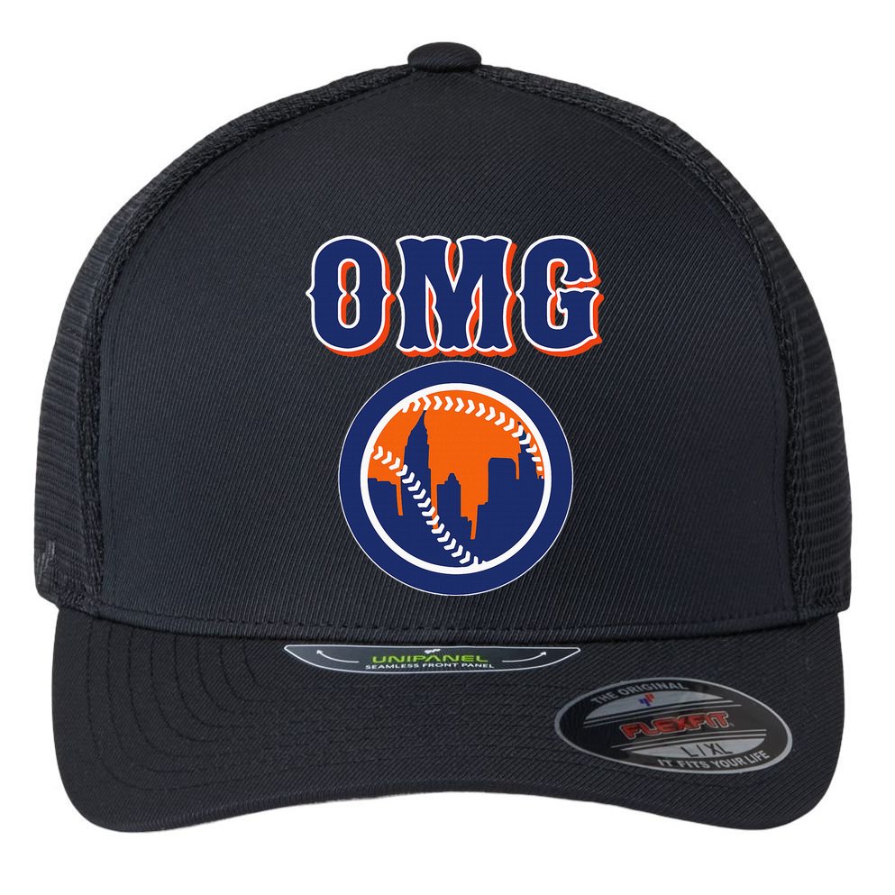 Funny Says Omg Baseball Lovers Omg Baseball Flexfit Unipanel Trucker Cap