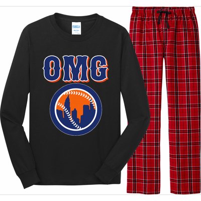 Funny Says Omg Baseball Lovers Omg Baseball Long Sleeve Pajama Set