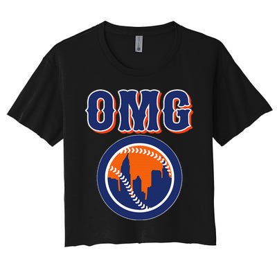 Funny Says Omg Baseball Lovers Omg Baseball Women's Crop Top Tee