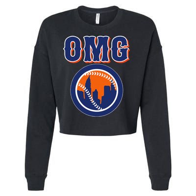 Funny Says Omg Baseball Lovers Omg Baseball Cropped Pullover Crew