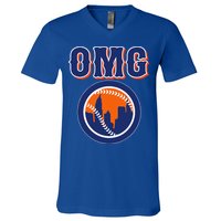 Funny Says Omg Baseball Lovers Omg Baseball V-Neck T-Shirt