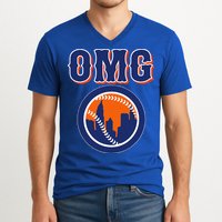 Funny Says Omg Baseball Lovers Omg Baseball V-Neck T-Shirt