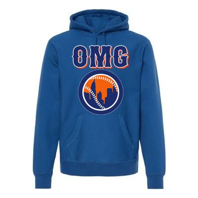 Funny Says Omg Baseball Lovers Omg Baseball Premium Hoodie