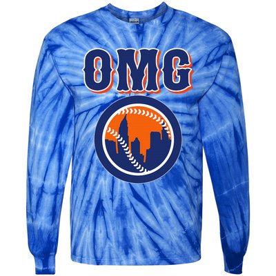 Funny Says Omg Baseball Lovers Omg Baseball Tie-Dye Long Sleeve Shirt