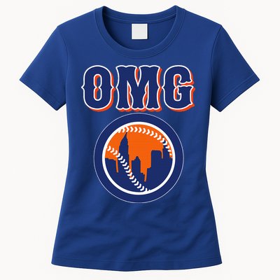 Funny Says Omg Baseball Lovers Omg Baseball Womens T-Shirt