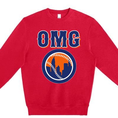 Funny Says Omg Baseball Lovers Omg Baseball Premium Crewneck Sweatshirt