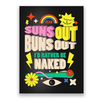 Funny SUNS OUT BUNS OUT Nude Naked Naturist Nudist Poster