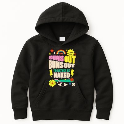 Funny SUNS OUT BUNS OUT Nude Naked Naturist Nudist Kids Hoodie