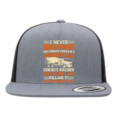 Funny Skilled Old Concrete Finisher Flat Bill Trucker Hat