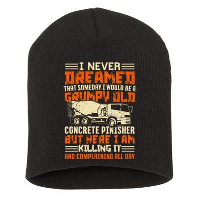 Funny Skilled Old Concrete Finisher Short Acrylic Beanie