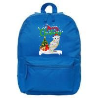 Funny Snowy Owl Bird Lover Xmas Lighting Snowy Owl Christmas Gift 16 in Basic Backpack