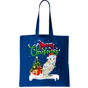 Funny Snowy Owl Bird Lover Xmas Lighting Snowy Owl Christmas Gift Tote Bag