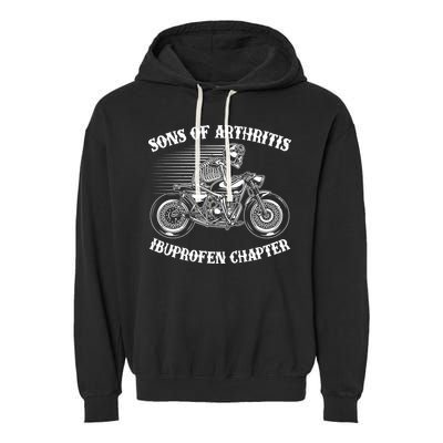 Funny Sons Of Arthritis Ibuprofen Chapter Skeleton Motorcycle Garment-Dyed Fleece Hoodie