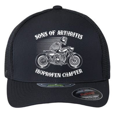 Funny Sons Of Arthritis Ibuprofen Chapter Skeleton Motorcycle Flexfit Unipanel Trucker Cap