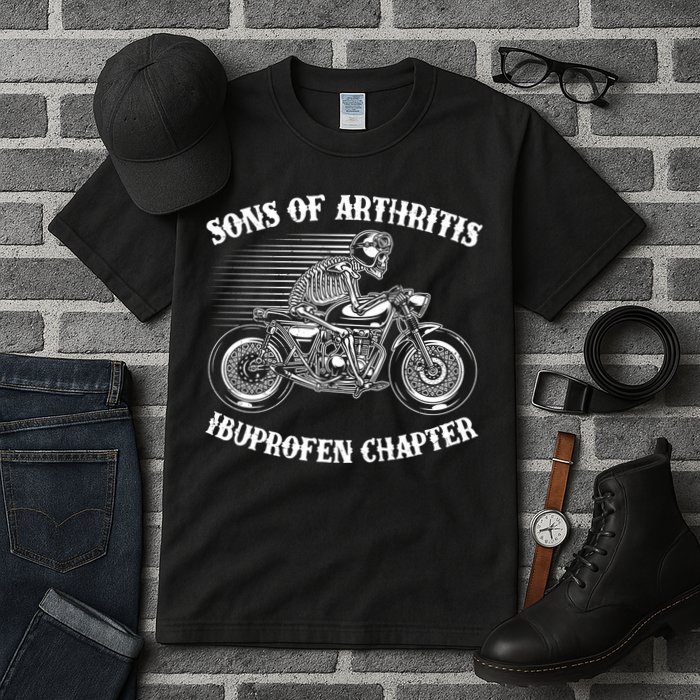 Funny Sons Of Arthritis Ibuprofen Chapter Skeleton Motorcycle Tall T-Shirt