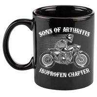 Funny Sons Of Arthritis Ibuprofen Chapter Skeleton Motorcycle 11oz C Handle Ceramic Mug