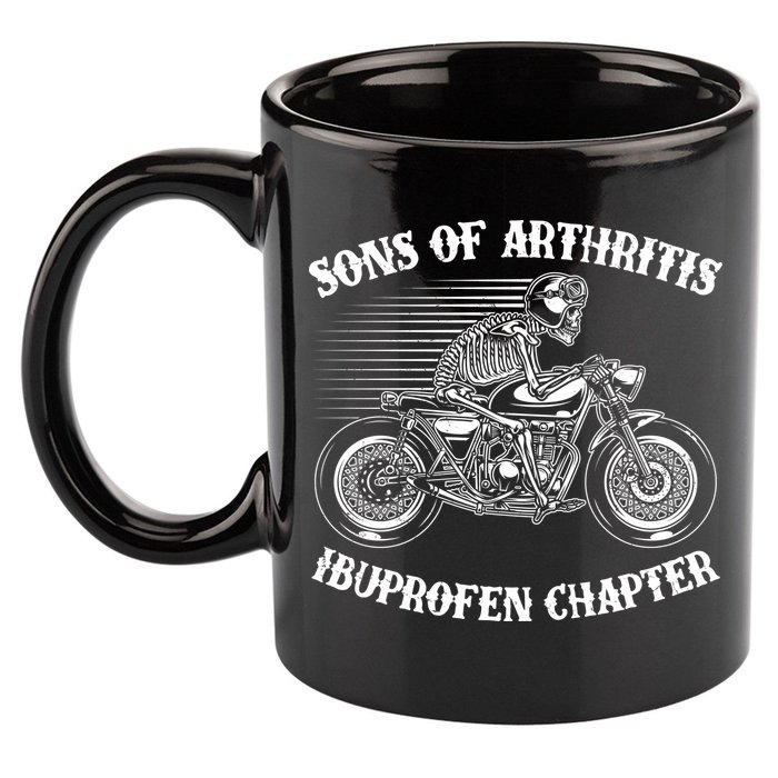 Funny Sons Of Arthritis Ibuprofen Chapter Skeleton Motorcycle 11oz C Handle Ceramic Mug