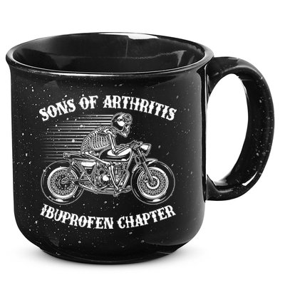 Funny Sons Of Arthritis Ibuprofen Chapter Skeleton Motorcycle 15oz Campfire Ceramic Mug