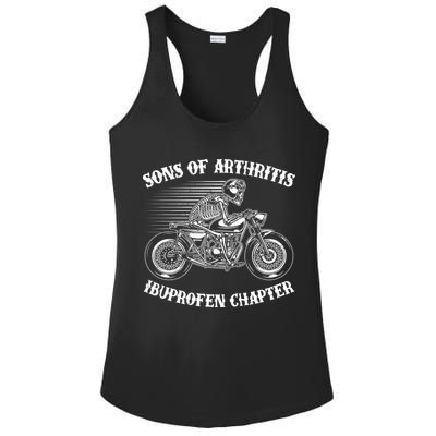 Funny Sons Of Arthritis Ibuprofen Chapter Skeleton Motorcycle Ladies PosiCharge Competitor Racerback Tank