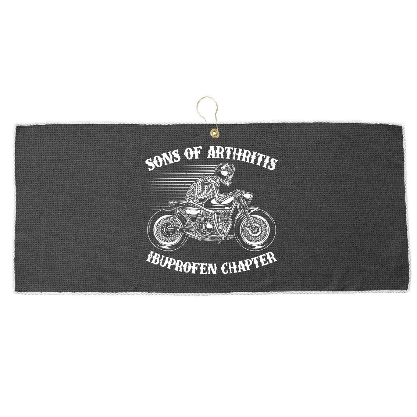 Funny Sons Of Arthritis Ibuprofen Chapter Skeleton Motorcycle Large Microfiber Waffle Golf Towel