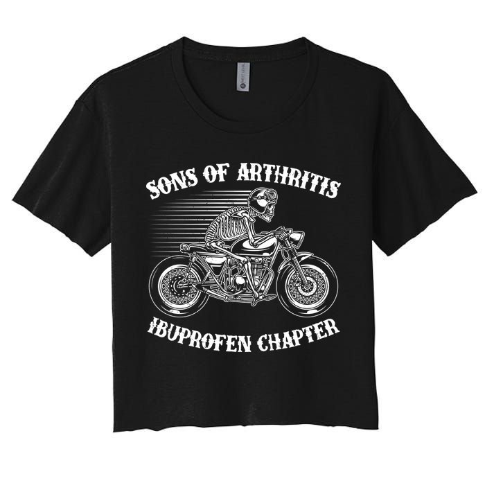 Funny Sons Of Arthritis Ibuprofen Chapter Skeleton Motorcycle Women's Crop Top Tee