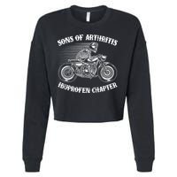 Funny Sons Of Arthritis Ibuprofen Chapter Skeleton Motorcycle Cropped Pullover Crew