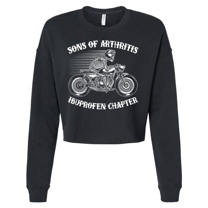 Funny Sons Of Arthritis Ibuprofen Chapter Skeleton Motorcycle Cropped Pullover Crew