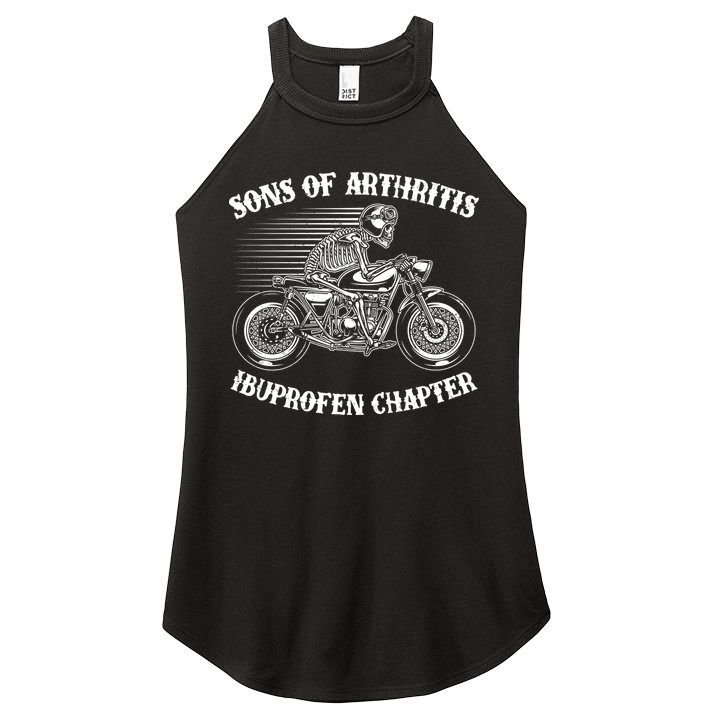 Funny Sons Of Arthritis Ibuprofen Chapter Skeleton Motorcycle Women's Perfect Tri Rocker Tank