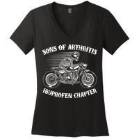 Funny Sons Of Arthritis Ibuprofen Chapter Skeleton Motorcycle Women's V-Neck T-Shirt