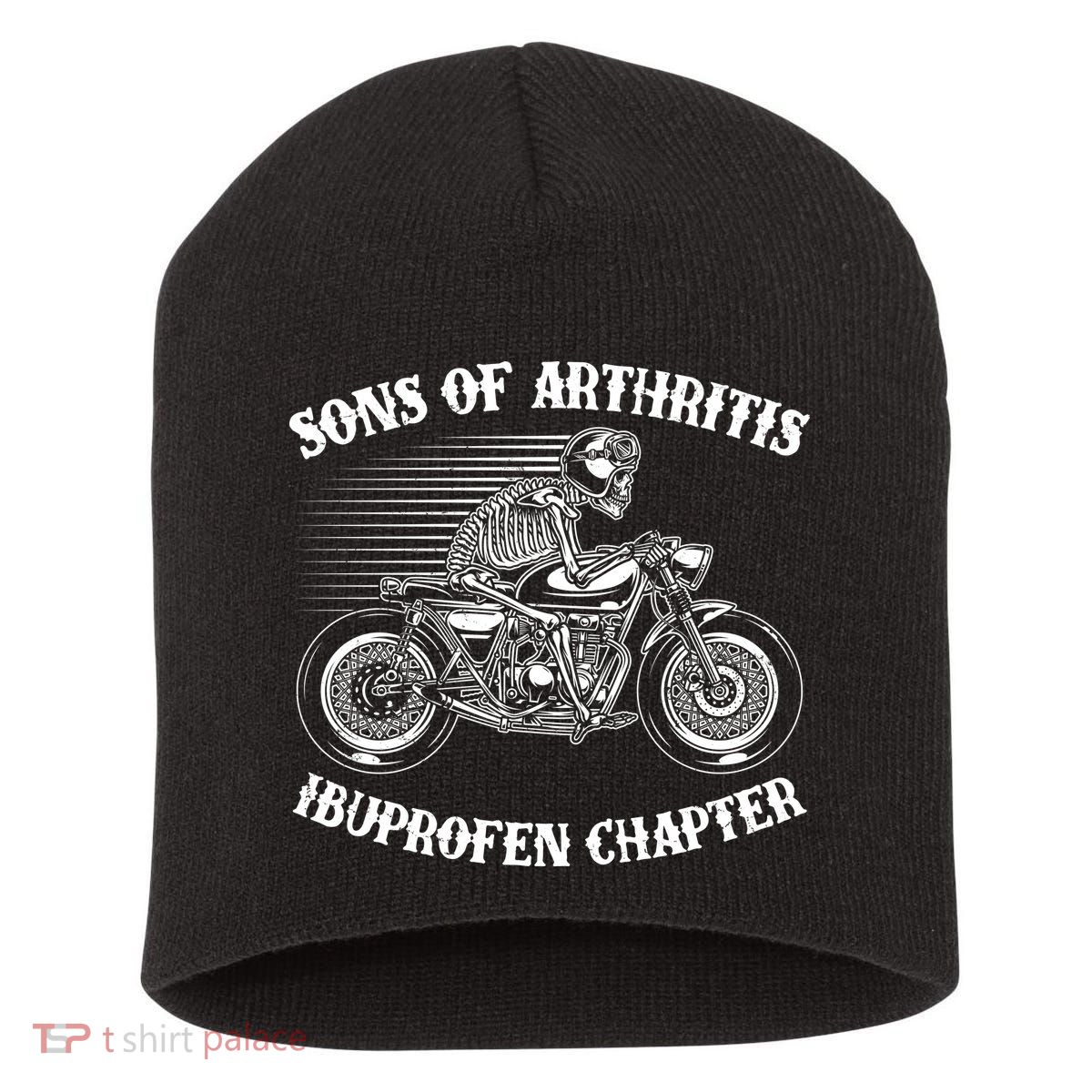 Funny Sons Of Arthritis Ibuprofen Chapter Skeleton Motorcycle Short Acrylic Beanie