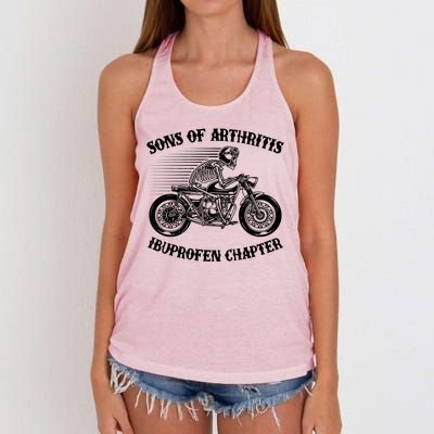 Funny Sons Of Arthritis Ibuprofen Chapter Skeleton Motorcycle Women's Knotted Racerback Tank