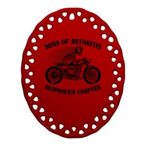 Funny Sons Of Arthritis Ibuprofen Chapter Skeleton Motorcycle Ceramic Oval Ornament