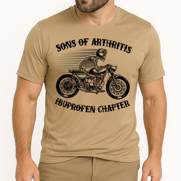 Funny Sons Of Arthritis Ibuprofen Chapter Skeleton Motorcycle Cooling Performance Crew T-Shirt