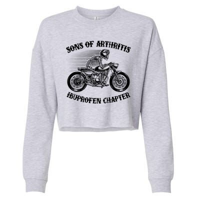 Funny Sons Of Arthritis Ibuprofen Chapter Skeleton Motorcycle Cropped Pullover Crew